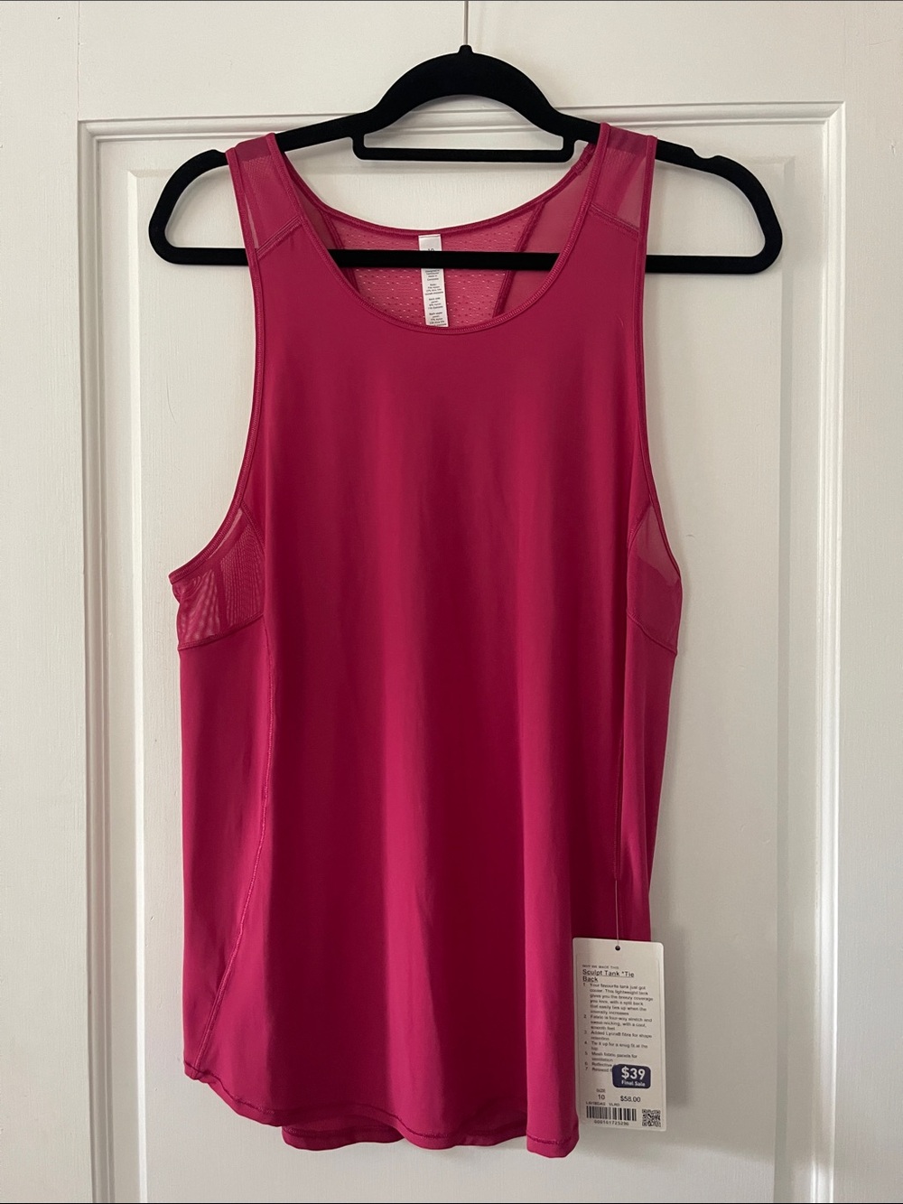 lululemon athletica Women's Hot Pink Mesh-Back Tank